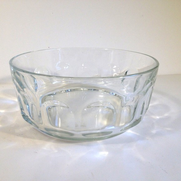 Arcoroc France Thumbprint Glass Serving Vegetable Bowl Dessert Fruit Salad  7" - Picture 1 of 10